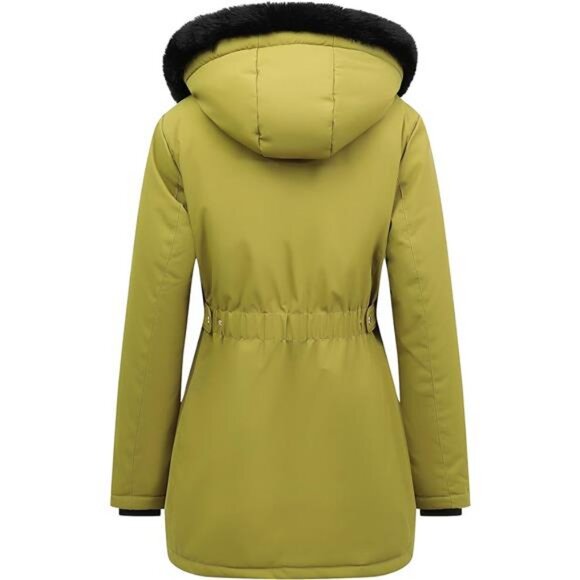 Women's Winter Down Coat Thicken Fleece Lined Lime - Picture 2 of 4